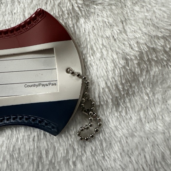 American‎ Tourister 3" Luggage Tag Red White And Blue With Ball Chain Vintage - Picture 3 of 3